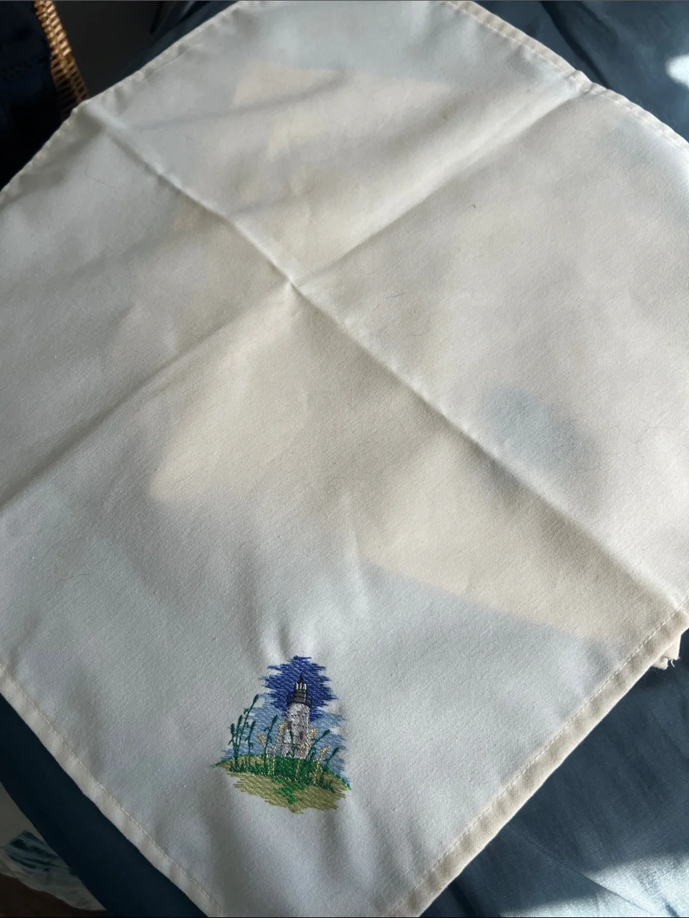 Embroidered Cream Cotton Napkins - Set of 4
